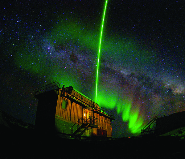 Fisheye image of LIDAR, Aurora and Milky Way