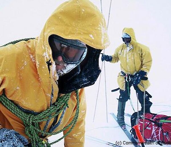 Expeditioners in bad weather