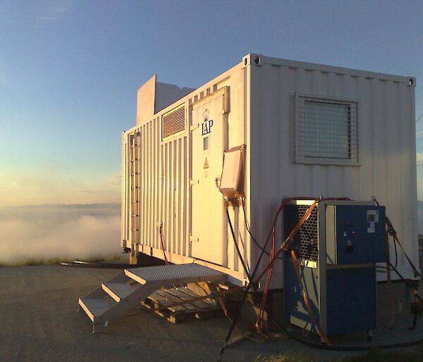 The container housing the German LIDAR in situ at 69 degrees north