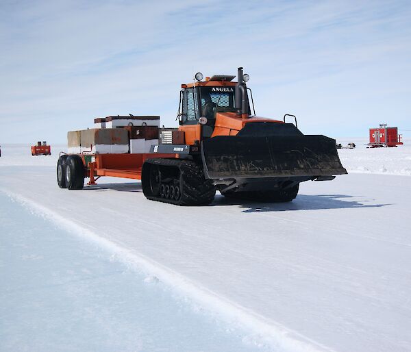 C130 proof-rolling the snow pavement at Wilkins blue ice runway