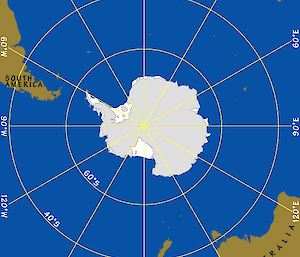 Map of Antarctica and surrounding countries