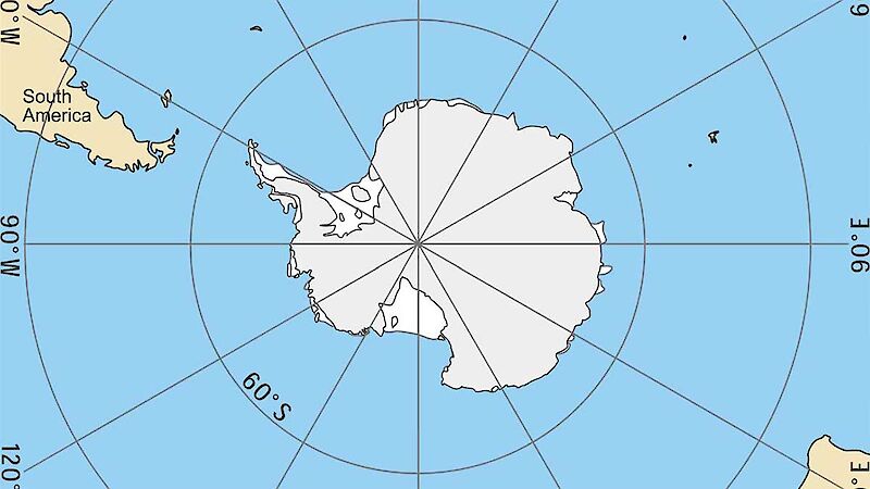 A map of Antarctica and surroundings.