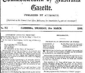 Black and white Australian government document bearing the coat of arms.