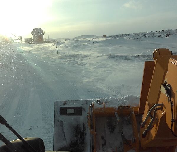 Clearing snow roads in Antarctica
