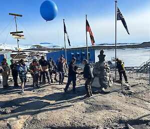 Ceremony with keys being handed from one person to the next