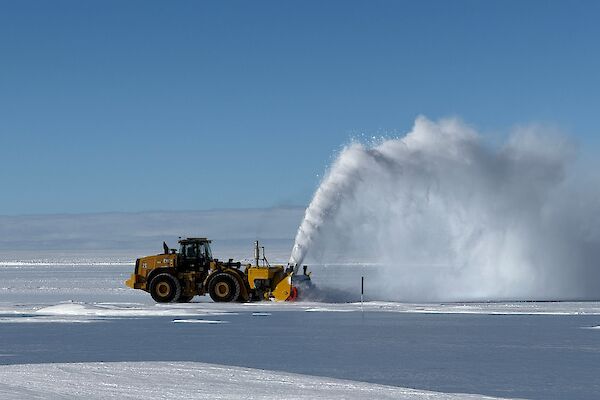 A machine clears now off an ice runway