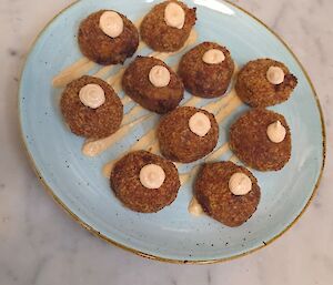 Some sort of croquette on a  plate