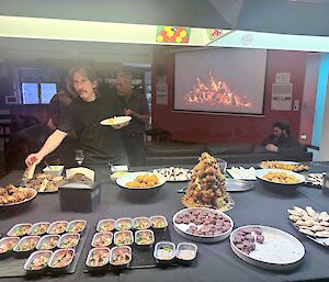 Canapes by the fire at intermission