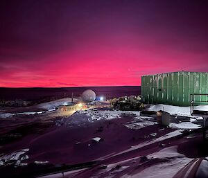 Deep purple sunrise at Casey Station