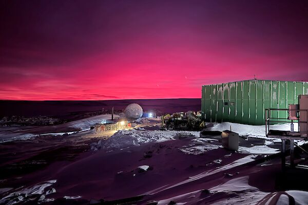 Deep purple sunrise at Casey Station