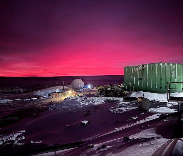 Deep purple sunrise at Casey Station