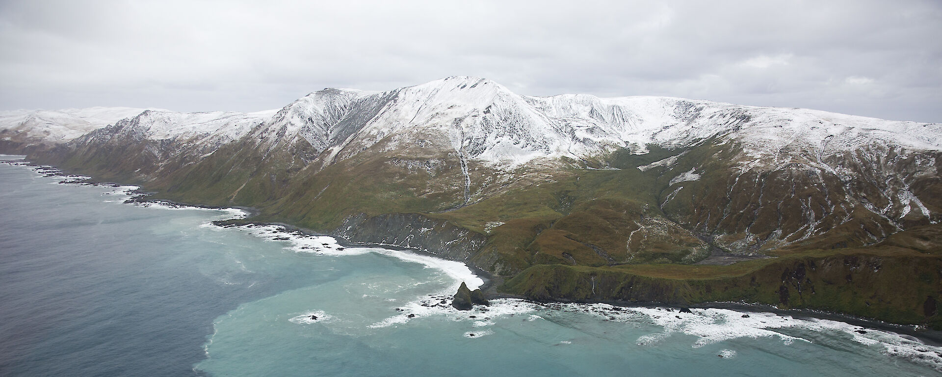 An island with snow on the plateau