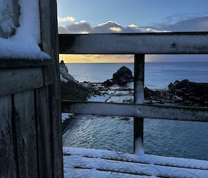 Looking out from Ham Shack watching the sunrise over the water
