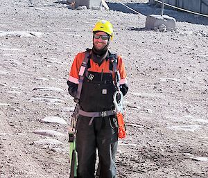 A man in rock climbing gear
