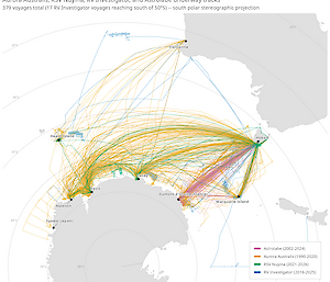 A graph showing repeated ship tracks