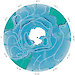 Diagram detailing Antarctic convergence, where the cold waters of the Antarctic circumpolar current meet and mingle with warmer waters to the north.