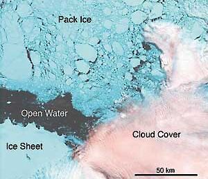 Landsat 7 Enhanced Thematic Mapper image of the Cape Adare region