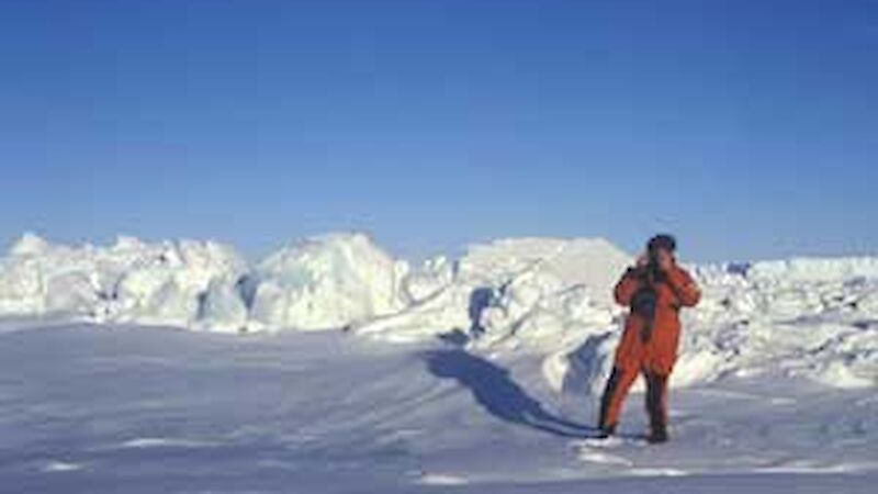 Expeditioner on sea ice