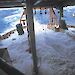 Over a metre of water floods the trawl deck of the Aurora Australis