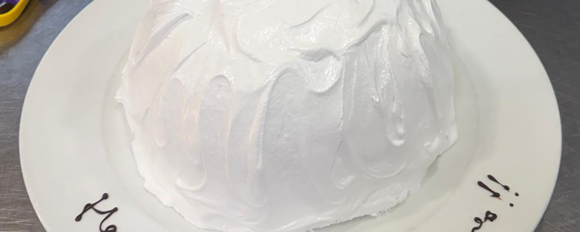 A picture of a birthday Lemon Bomb Alaska (Pre flames)