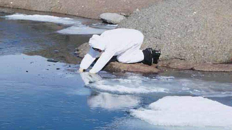 Taking samples at a contaminated site in Antarctica