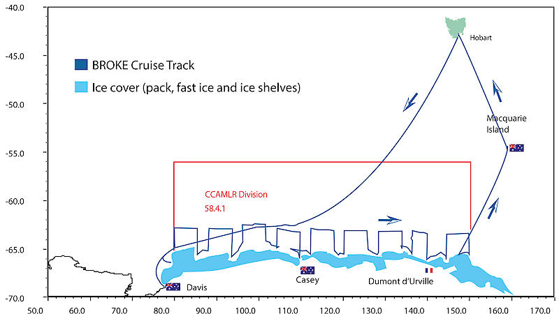 Graph depicting the results of the BROKE survey of the waters of East Antarctica