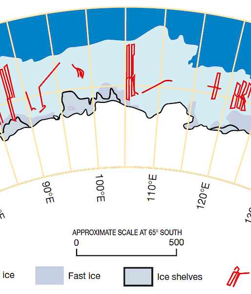 Graph depicting areas surveyed as part of seal population research