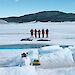 ANARE expeditioners take part in experiments to measure the responses of breeding Weddell seals to human visitation