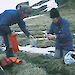 Biologists take samples of vegetation on Heard Island