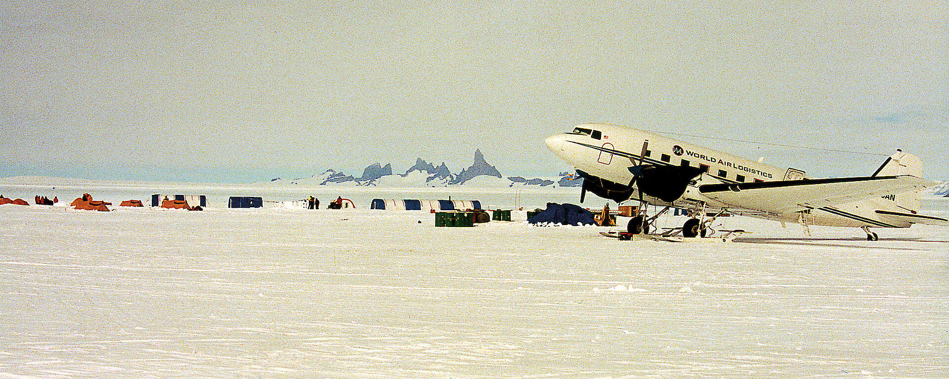 Aircraft operations infrastructure and Basler DC3 at Blue 1 airfield