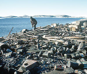 A large amount of man-made debris can be seen at the abandoned Wilkes station