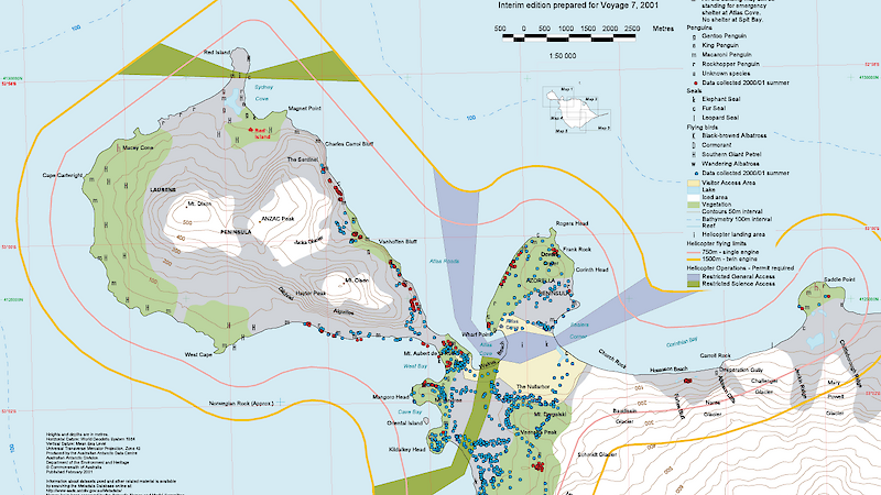 Heard Island map, prepared for Voyage 7, 2001
