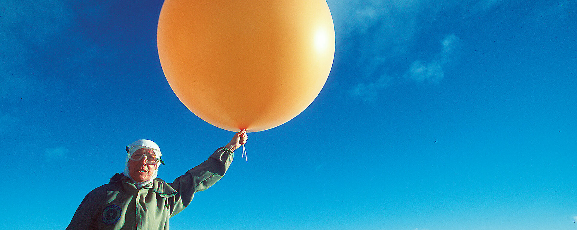 Launching a weather balloon.