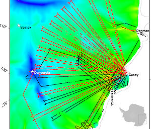 Map of ICECAP flight tracks for the past two Antarctic seasons