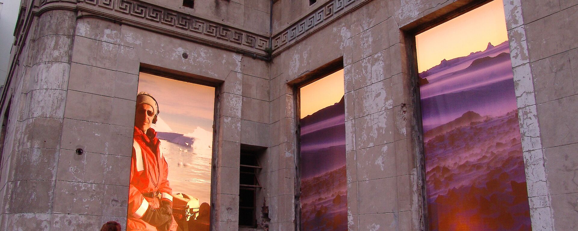 A self-portrait of Philip making sound recordings in Antarctica, at the Sur Polar II exhibition in Buenos Aires, 2010.