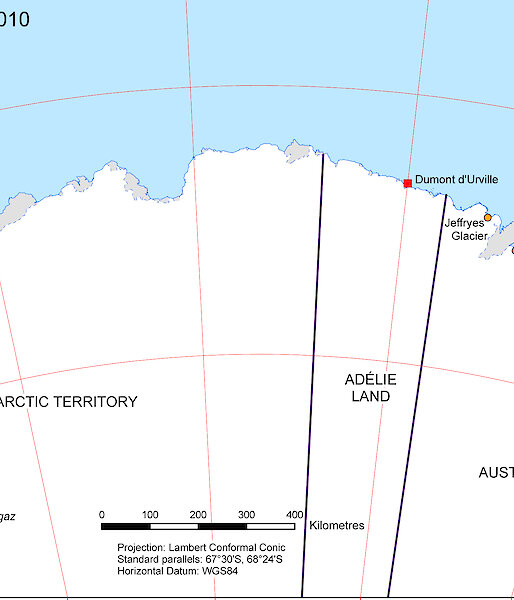 Map of Antarctic glaciers named in 2010.