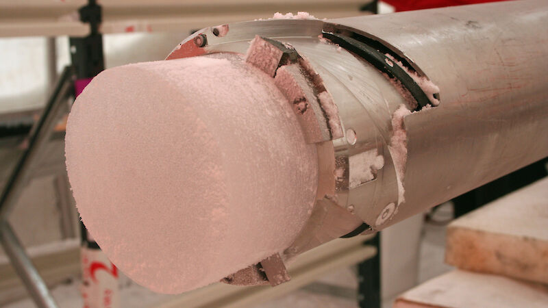 Ice core within metal tubing