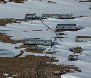 Aerial view over part of the Russian Federation’s Molodezhnaya station, currently unoccupied.