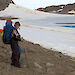 Jo at the transition area from a saltwater inlet to freshwater lake on way to Dobrawolski/Oasis station.