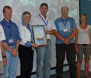 Some of the glaciology team members receiving their Australia Day Award.