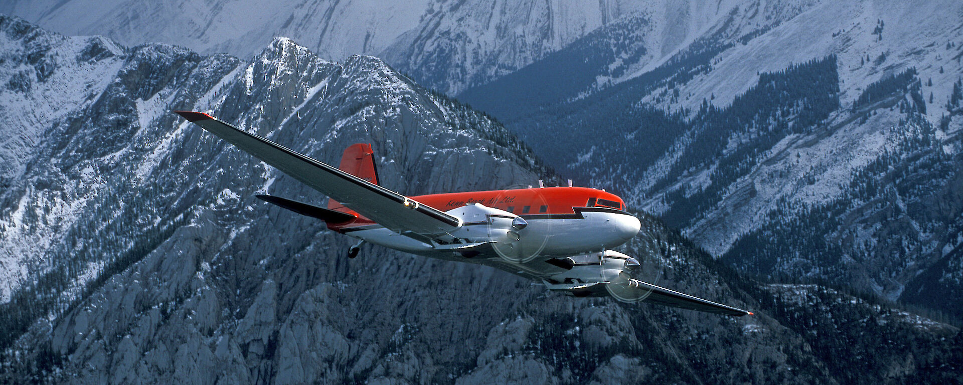 A ski-equipped Basler BT-67 turboprop in flight