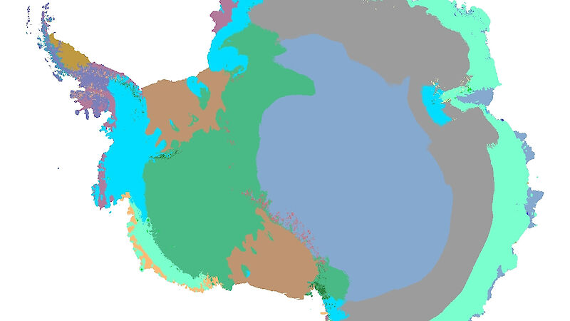 Antarctic map showing different environmental domains.