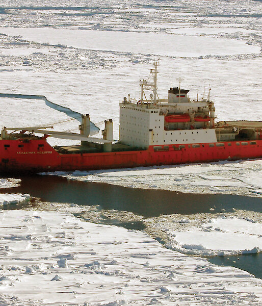 Russian research vessel, Akademic Fedorov in sea ice.