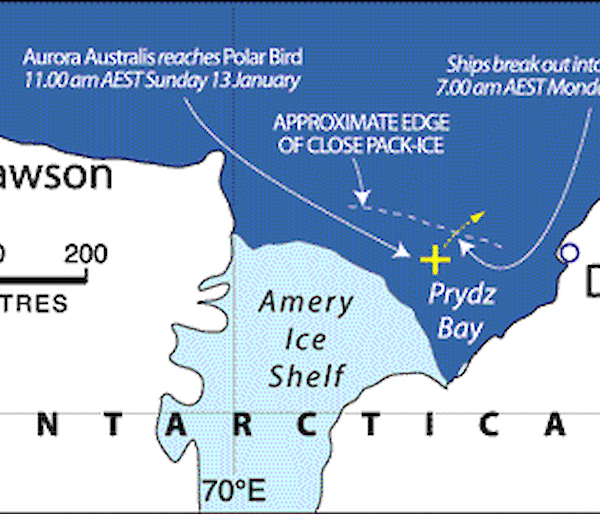 Map detailing the location of the freed Polar Bird.