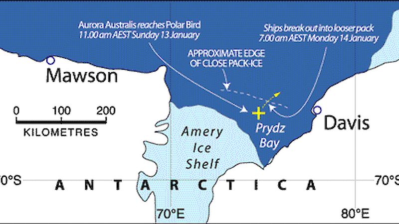 Map detailing the location of the freed Polar Bird.