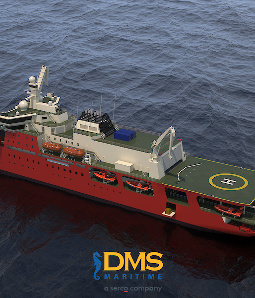 Graphic showing helicopter operations from the new icebreaker.