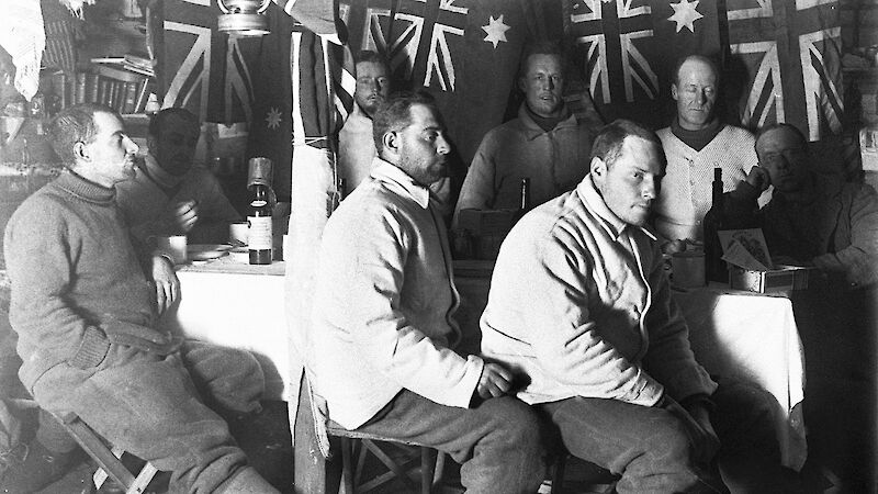 Western Base Party at the dinner table for midwinter celebrations, 1912.