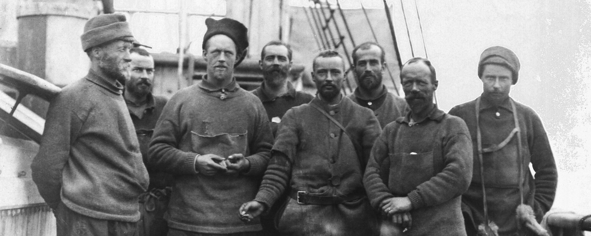 The Western Base party on their return from Antarctica in 1913.