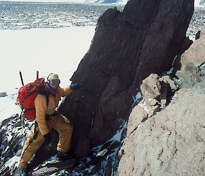 Expeditioner on Mt Kirkby, Prince Charles Mountain