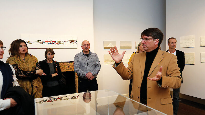 Artist John Kelly talks about his Arts Fellowship experience at the opening of an exhibition at the Tasmanian Museum and Art Gallery in June this year.